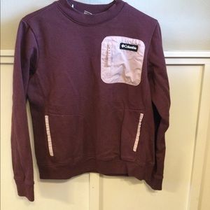 Purple Columbia sweatshirt.